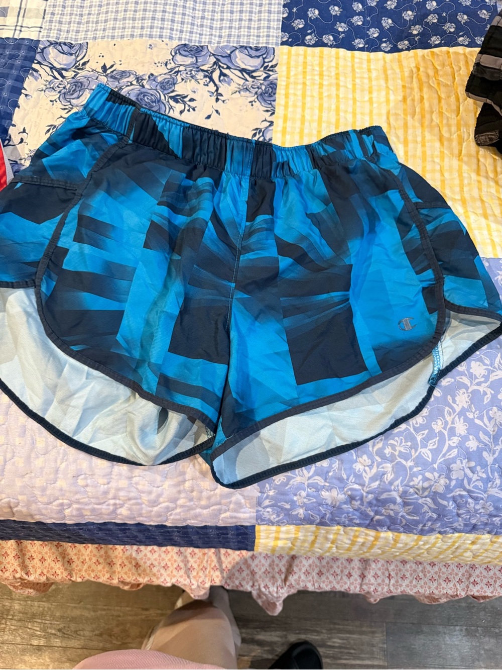 Champion Blue & Navy Geometric Athletic Shorts